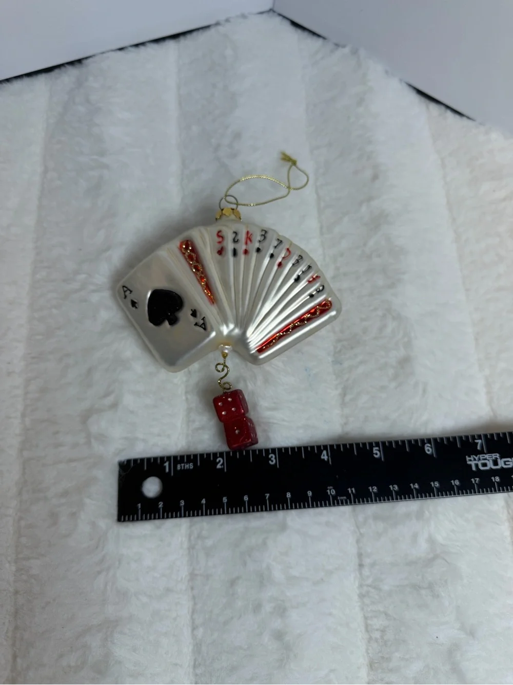 Glass Playing Cards & Dice Christmas Ornament Poker Casino Decor